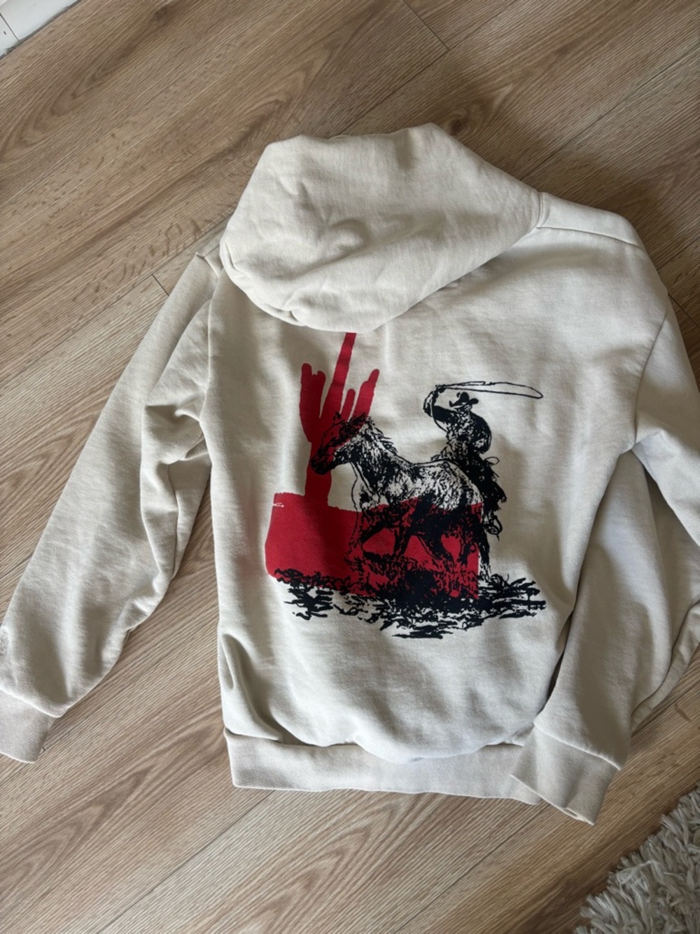 Graphic Western Hoodie with Red & Black Print